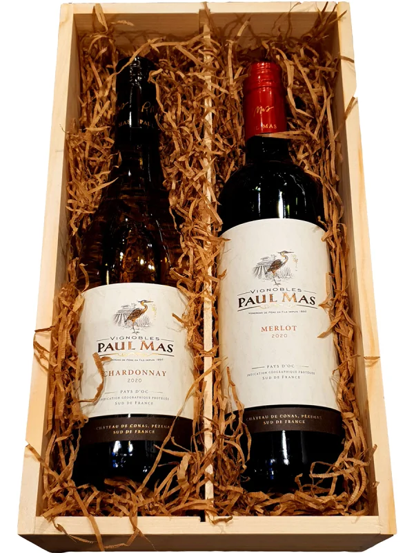 Kerstpakket 2-vaks Paul Mas Chardonnay&Merlot